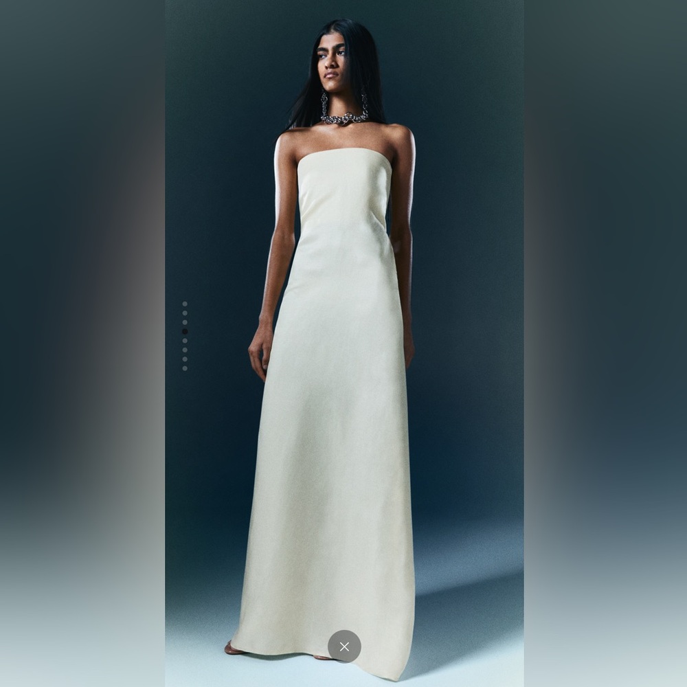 Mango Strapless Off White Dress